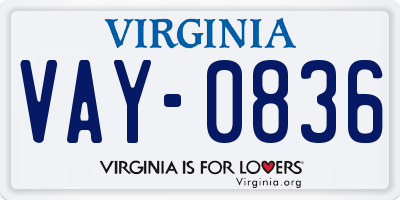 VA license plate VAY0836