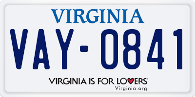 VA license plate VAY0841