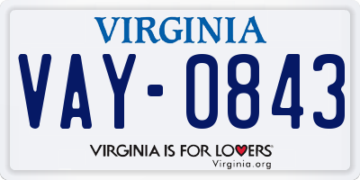 VA license plate VAY0843