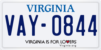 VA license plate VAY0844