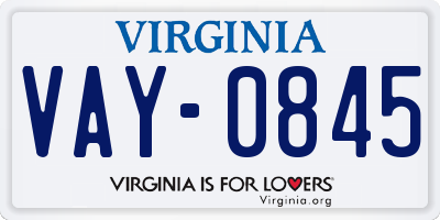 VA license plate VAY0845