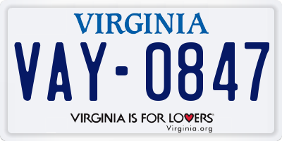 VA license plate VAY0847