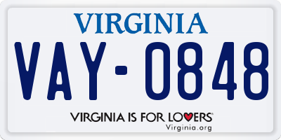 VA license plate VAY0848