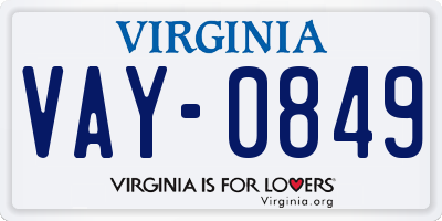 VA license plate VAY0849