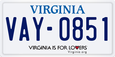 VA license plate VAY0851