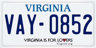 VA license plate VAY0852