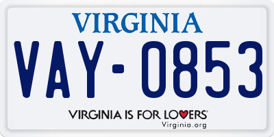 VA license plate VAY0853