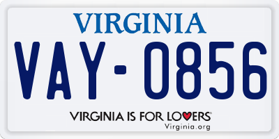 VA license plate VAY0856