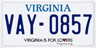 VA license plate VAY0857