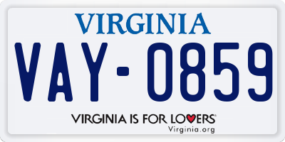 VA license plate VAY0859