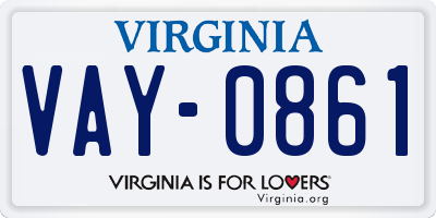 VA license plate VAY0861