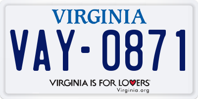 VA license plate VAY0871