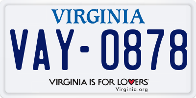 VA license plate VAY0878