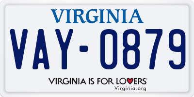 VA license plate VAY0879