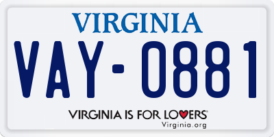 VA license plate VAY0881
