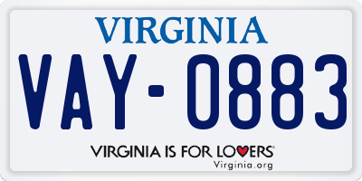 VA license plate VAY0883