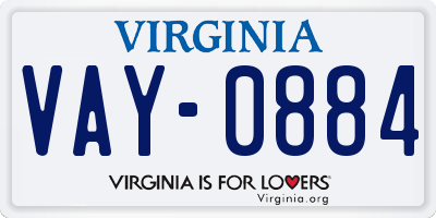 VA license plate VAY0884