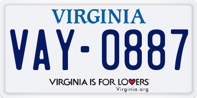 VA license plate VAY0887