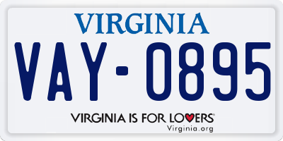 VA license plate VAY0895