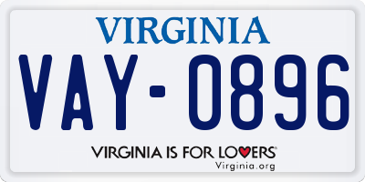 VA license plate VAY0896