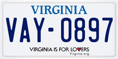 VA license plate VAY0897
