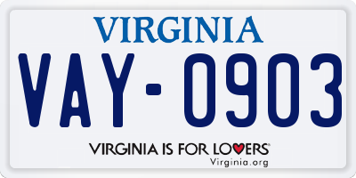 VA license plate VAY0903