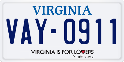 VA license plate VAY0911