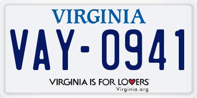 VA license plate VAY0941