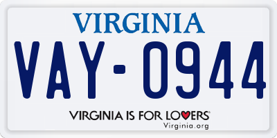 VA license plate VAY0944