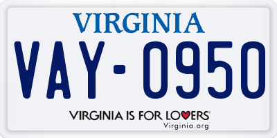 VA license plate VAY0950