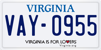 VA license plate VAY0955