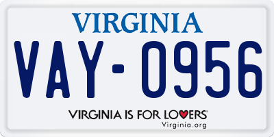 VA license plate VAY0956