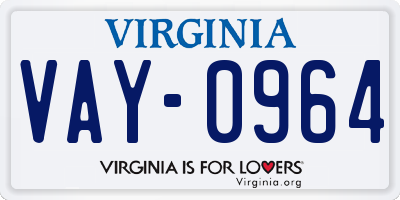 VA license plate VAY0964