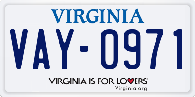 VA license plate VAY0971