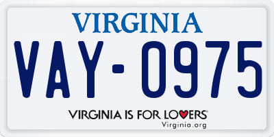 VA license plate VAY0975