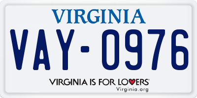 VA license plate VAY0976
