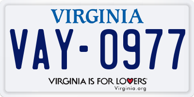 VA license plate VAY0977
