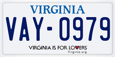 VA license plate VAY0979