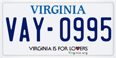 VA license plate VAY0995