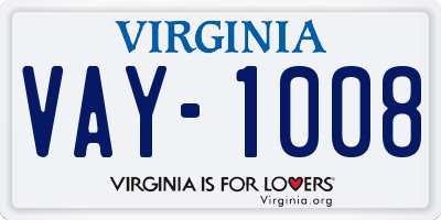 VA license plate VAY1008