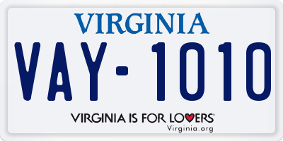 VA license plate VAY1010