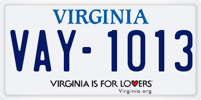 VA license plate VAY1013