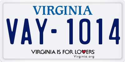 VA license plate VAY1014