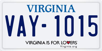 VA license plate VAY1015
