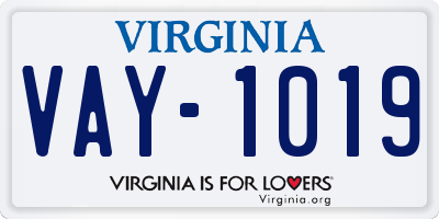 VA license plate VAY1019