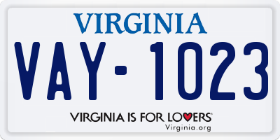 VA license plate VAY1023
