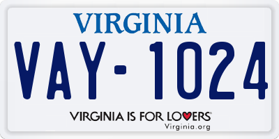 VA license plate VAY1024