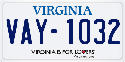 VA license plate VAY1032