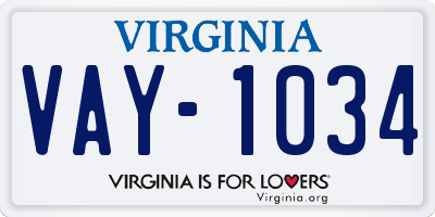 VA license plate VAY1034