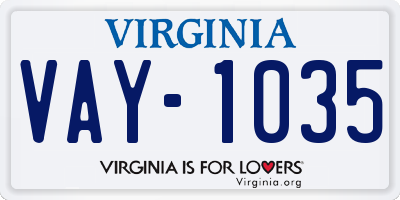 VA license plate VAY1035